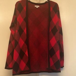 🌹BOGO of Lower Price🌹Women’s Open Front Red/Black Plaid Cardigan Size S Fits M